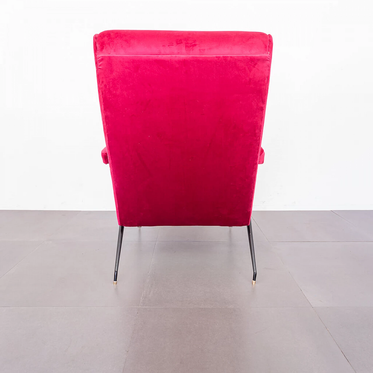 Recliner armchair in red velvet, 1950s 1224978