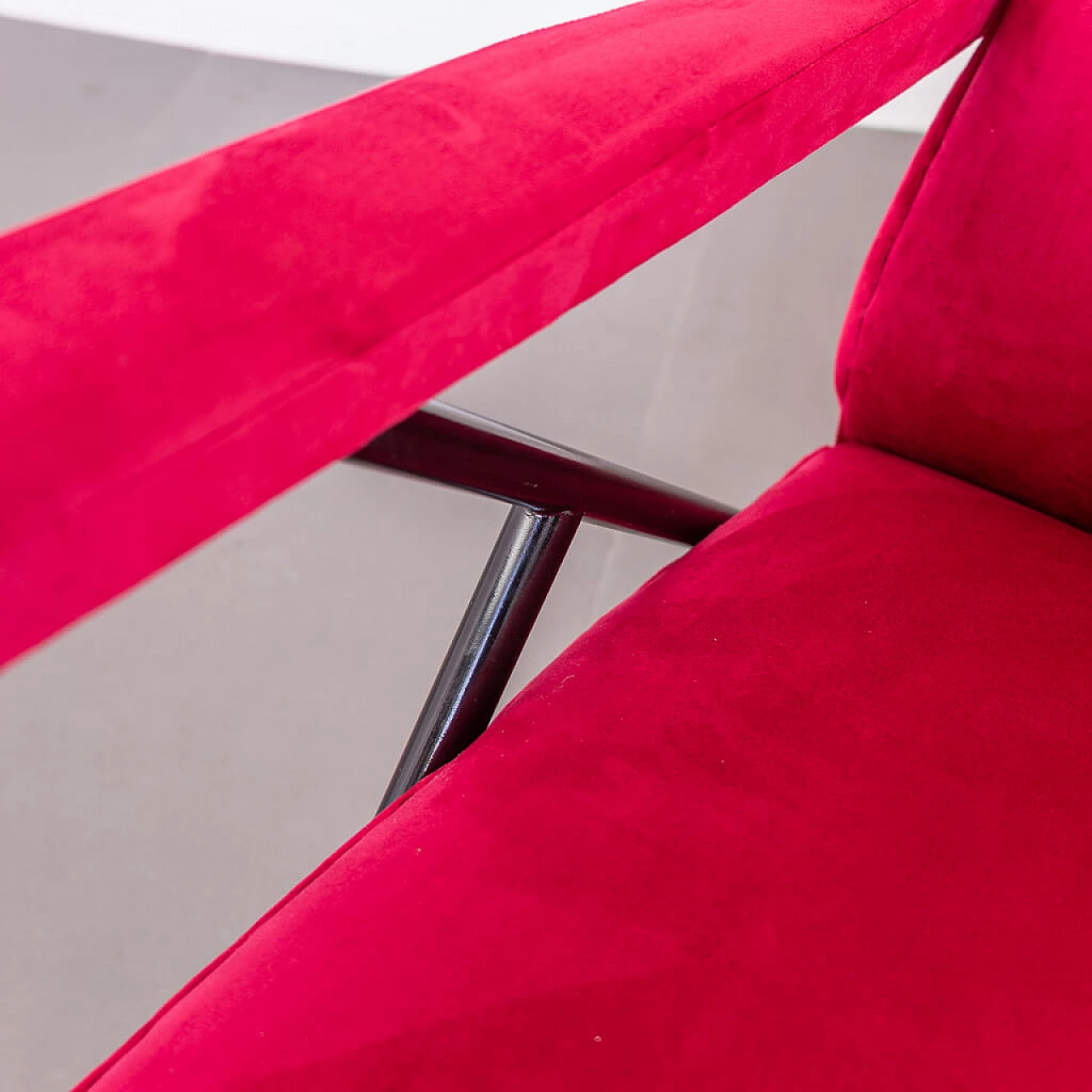 Recliner armchair in red velvet, 1950s 1224982