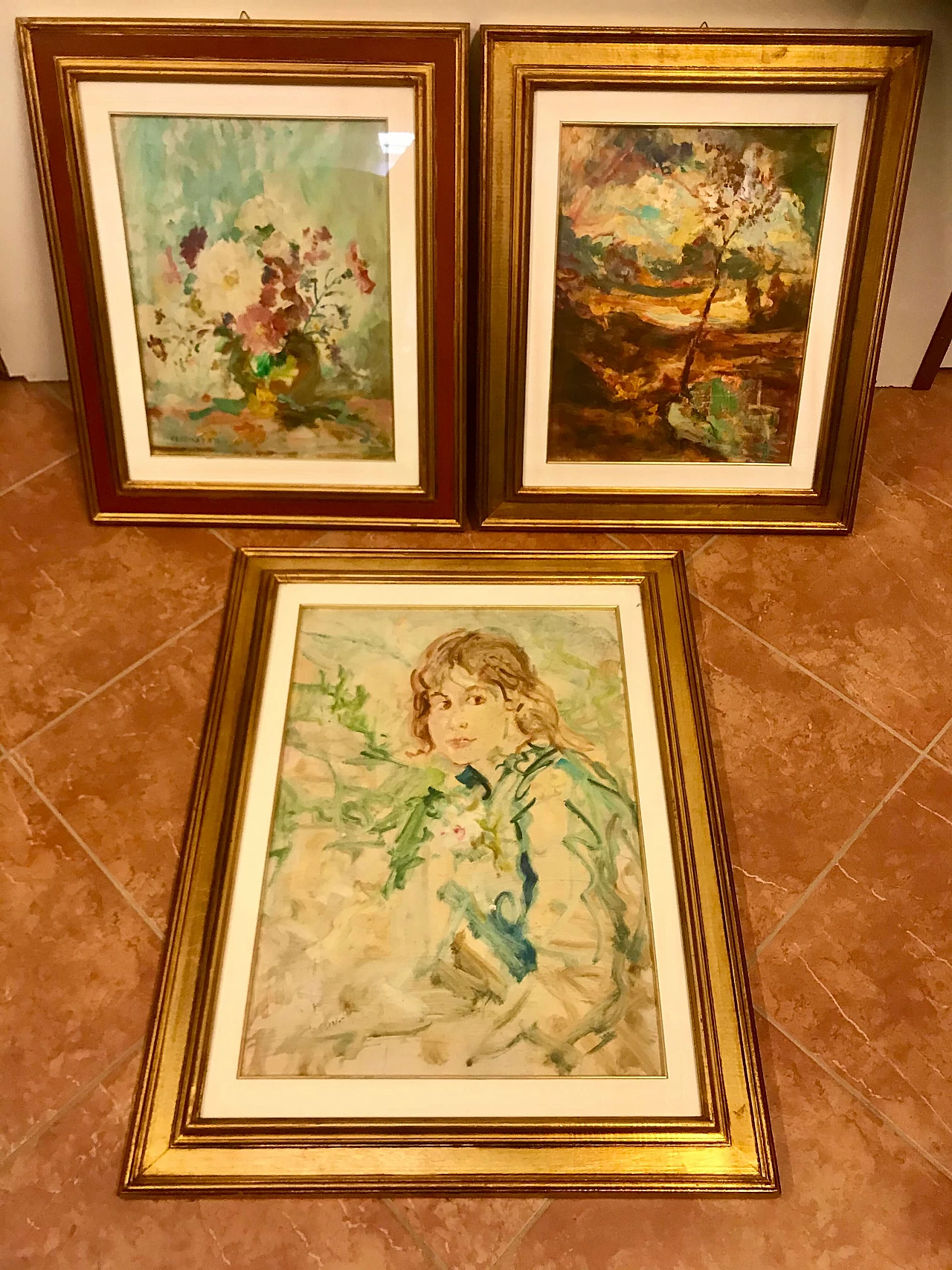 Set of 3 paintings on wood signed by Pietro Augusto Cassina (1913-1999) 1224988