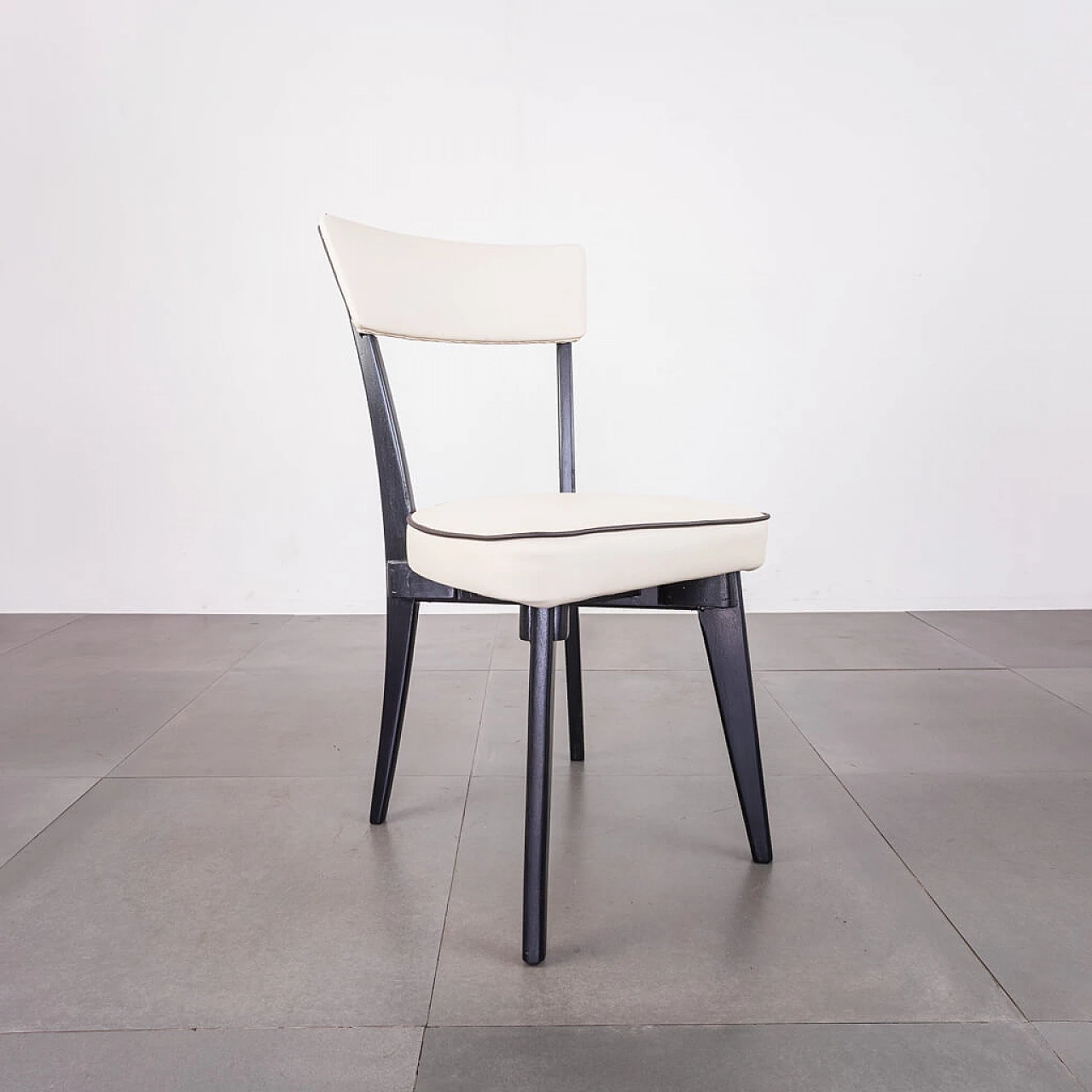 Chair in black wood and skai, 1940s 1224993