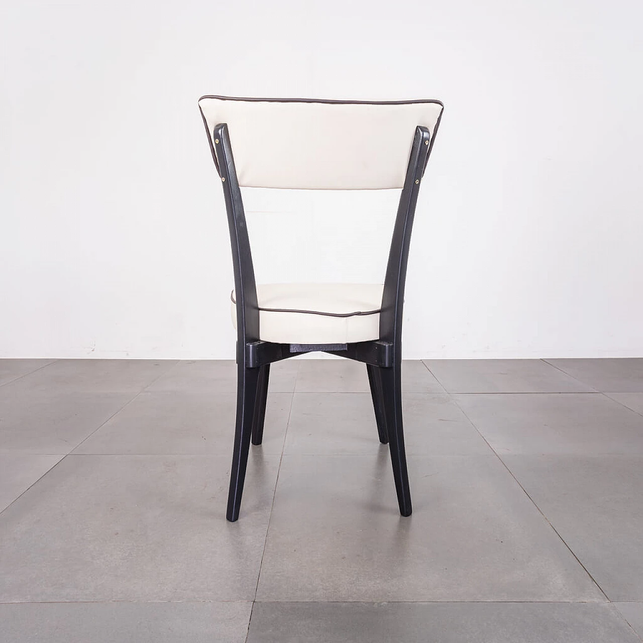 Chair in black wood and skai, 1940s 1224996