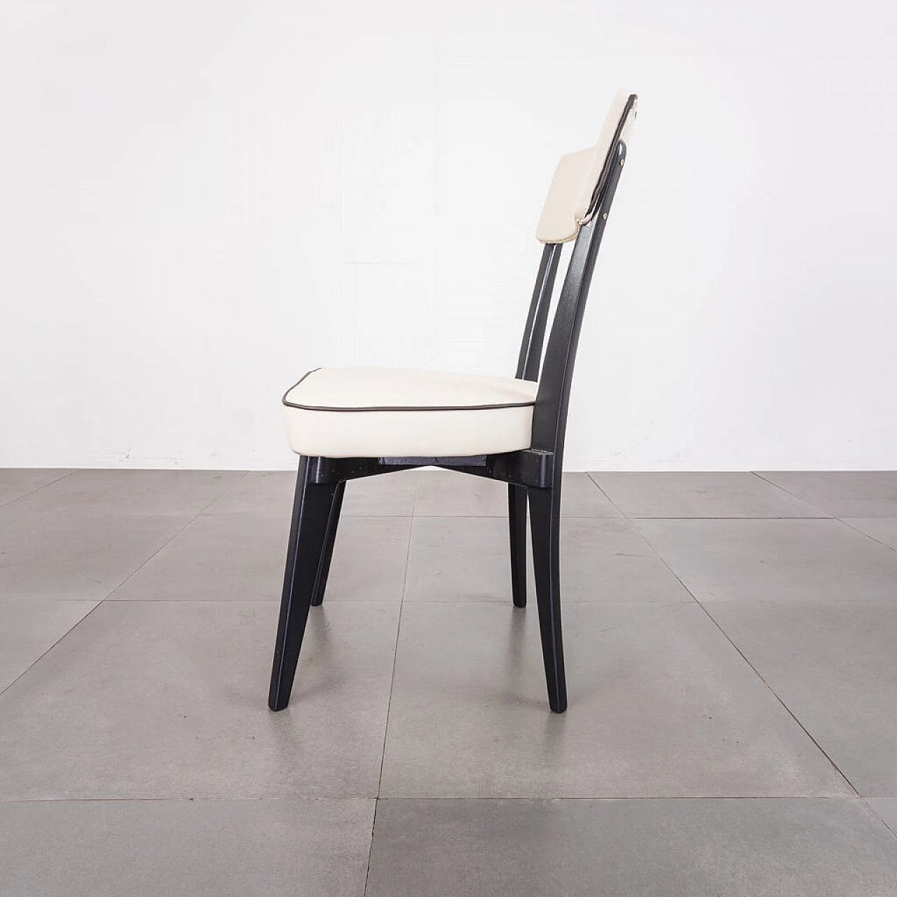 Chair in black wood and skai, 1940s 1224998