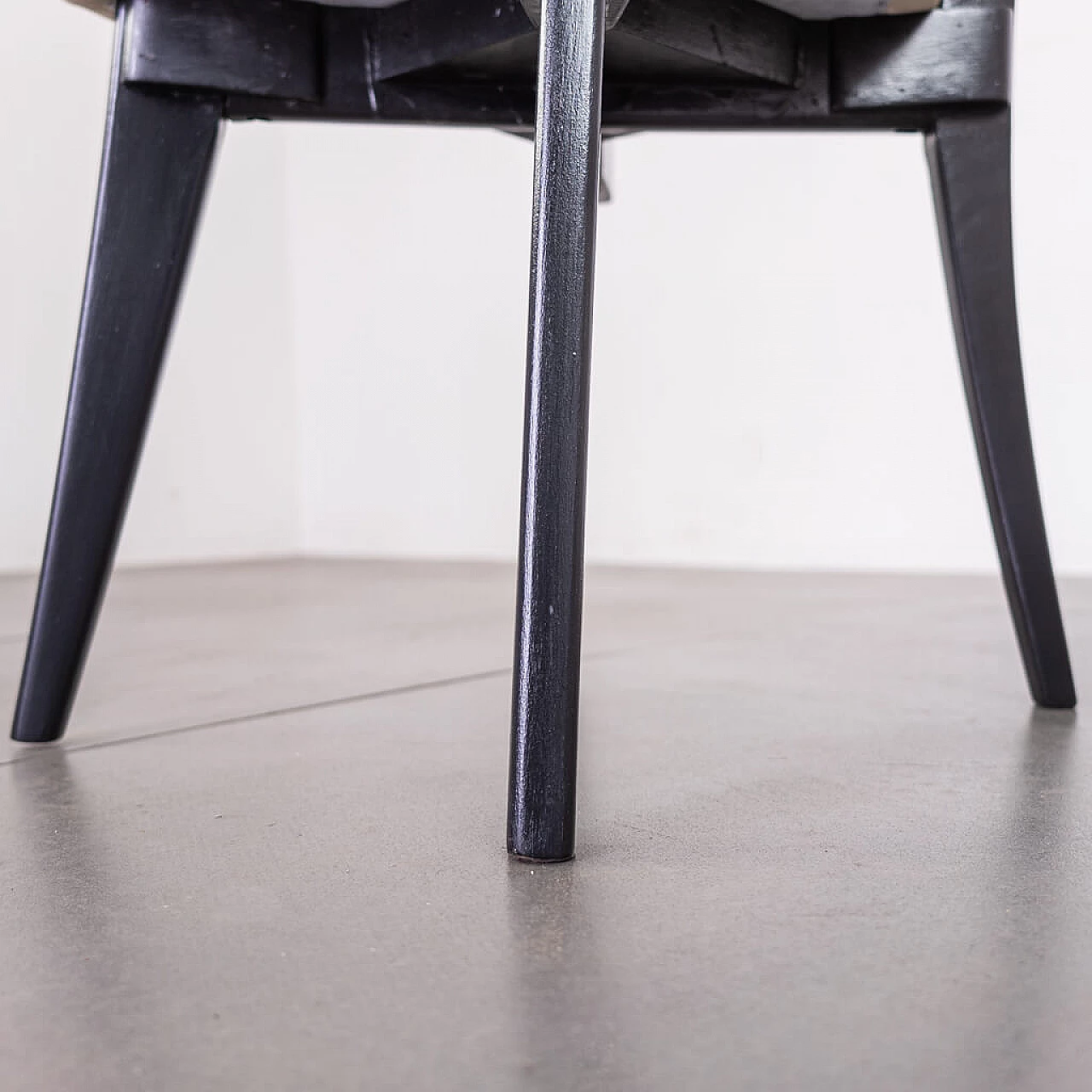 Chair in black wood and skai, 1940s 1225003