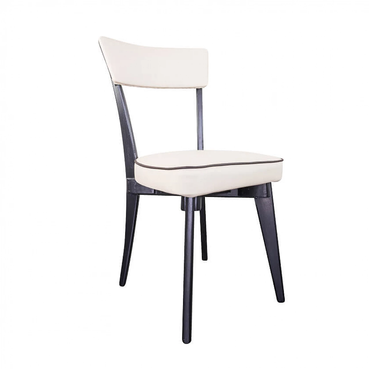 Sedia in legno nero e skai, anni '40 1225065