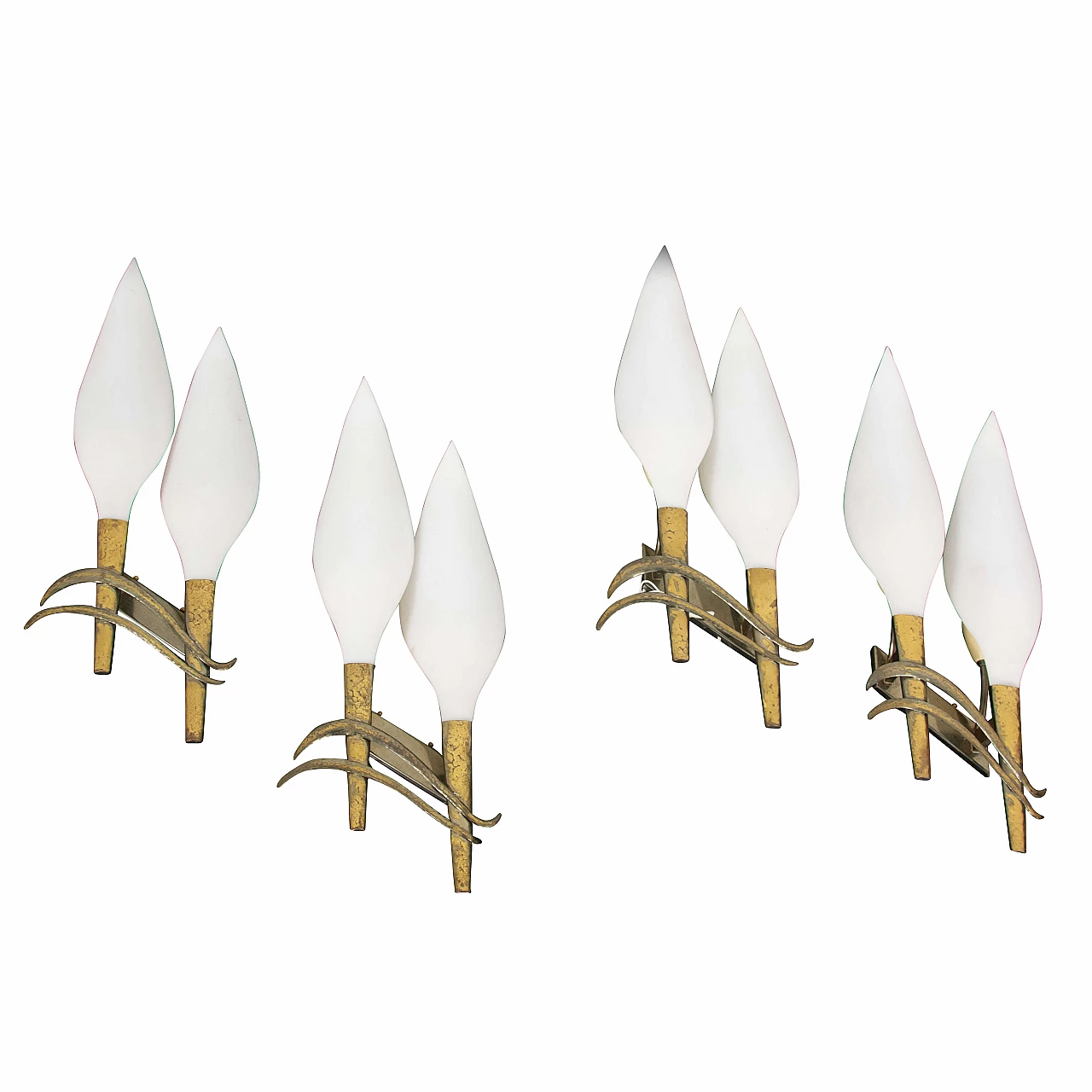 4 Wall lamps in brass and plexiglass, 70s 1225071