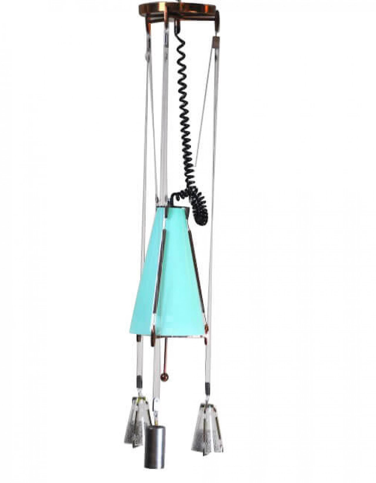 Chandelier in glass and copper, 50s 1225075