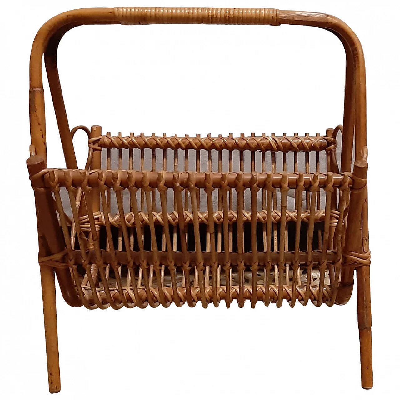 Magazine rack in bamboo and wicker by Franco Albini, 1960s 1225095