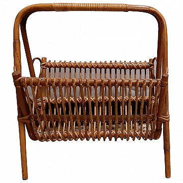 Magazine rack in bamboo and wicker by Franco Albini, 1960s