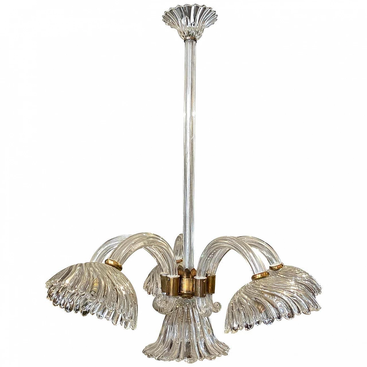 Chandelier in Murano glass and brass by Barovier, 50s 1225320
