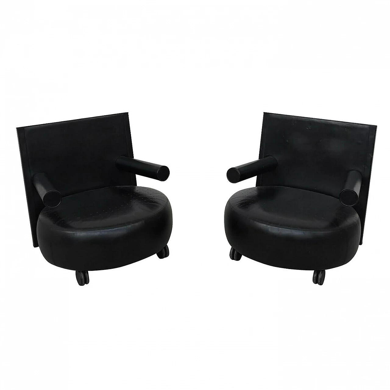 Pair of Baysity leather armchairs by Antonio Citterio for B&B Italia, 80s 1225331