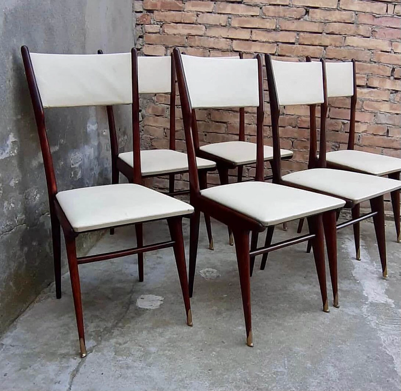 Set of 6 wood and brass chairs attributed to Ico and Luisa Parisi, 50s 1225545