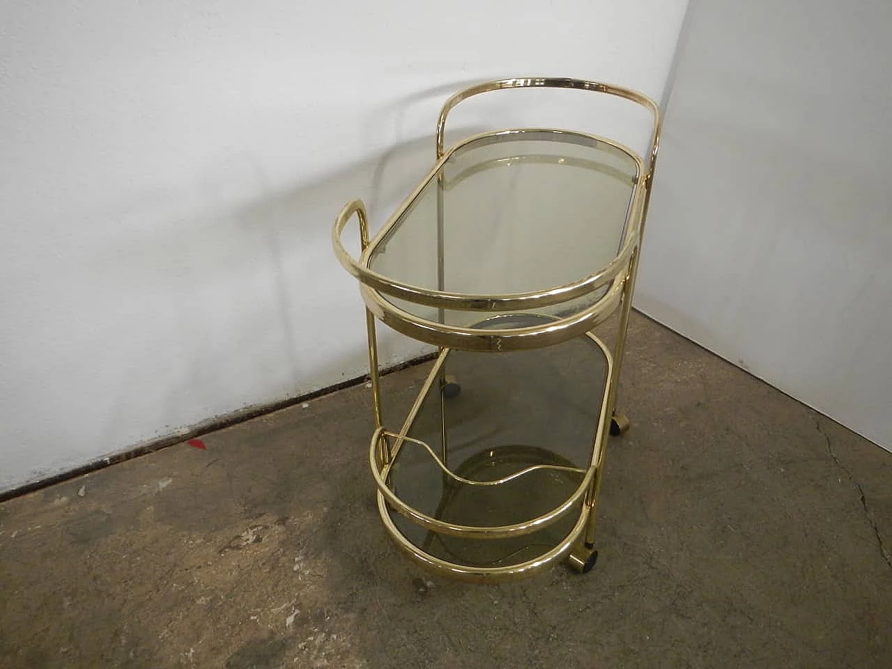 Trolley in brass and smoked glass, 1970s 1225680