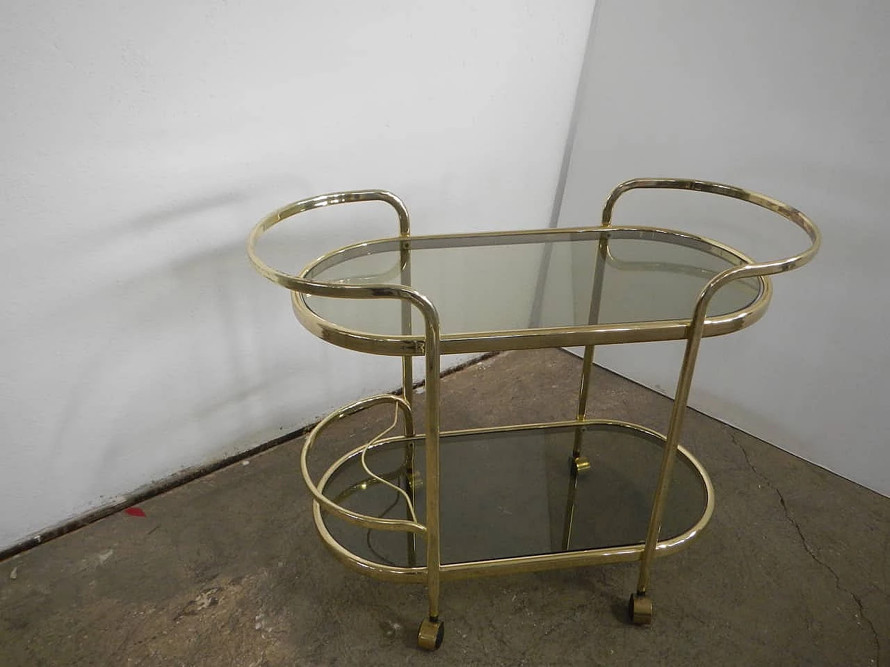 Trolley in brass and smoked glass, 1970s 1225681