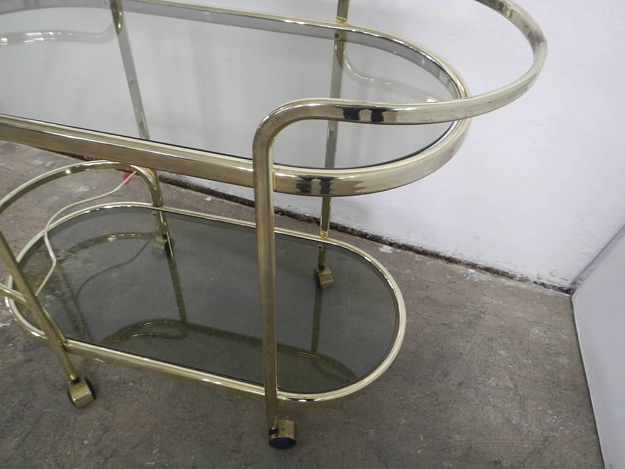 Trolley in brass and smoked glass, 1970s 1225684