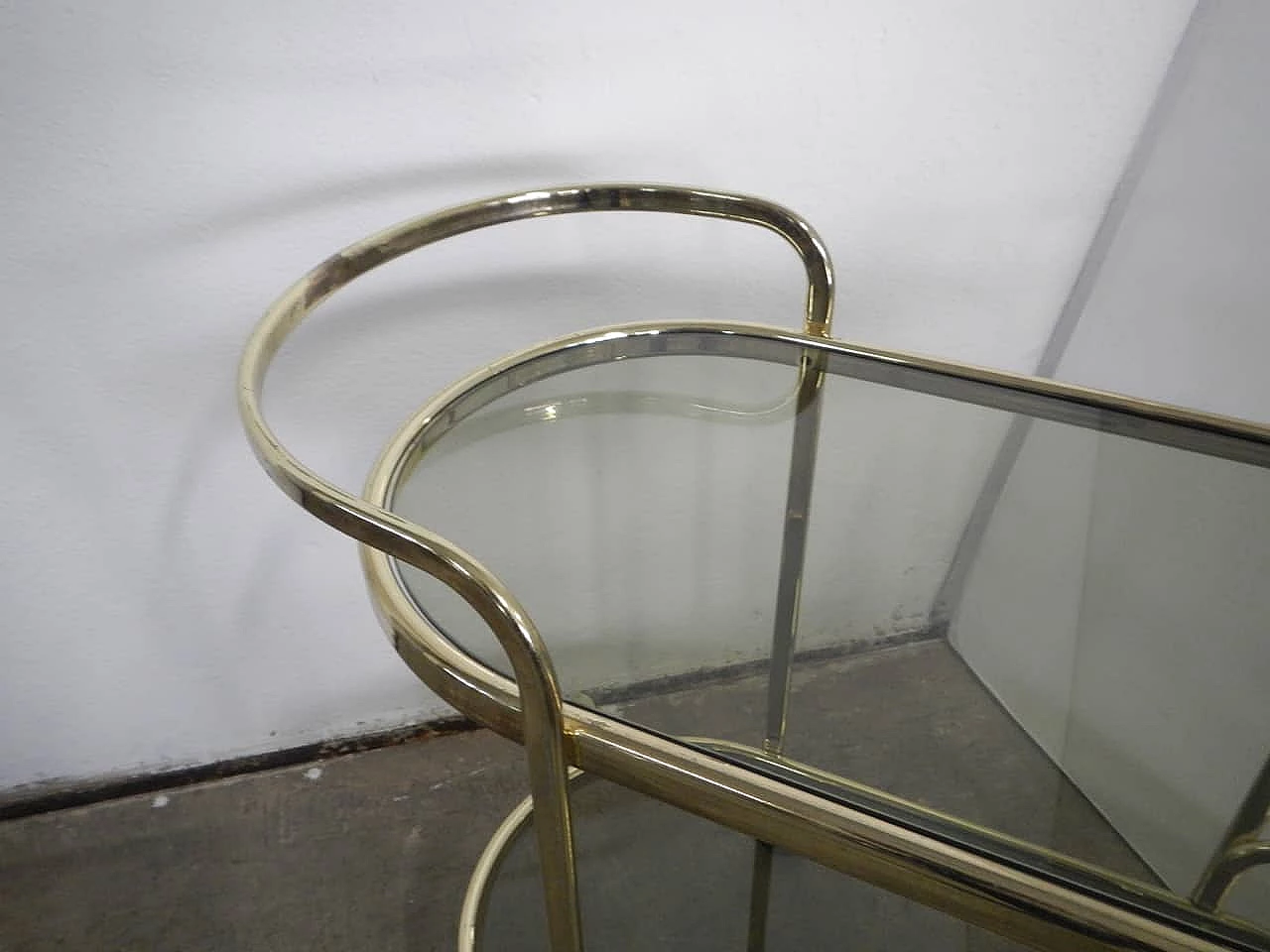 Trolley in brass and smoked glass, 1970s 1225687
