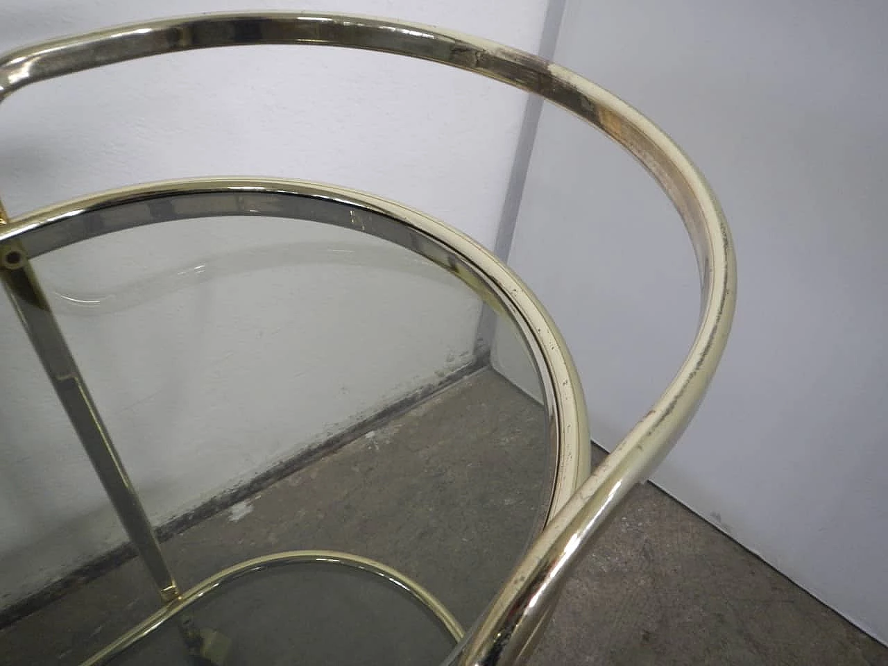 Trolley in brass and smoked glass, 1970s 1225689