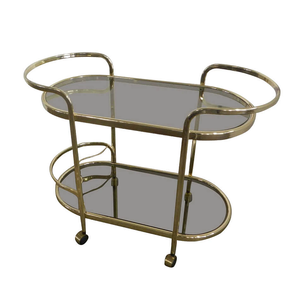 Trolley in brass and smoked glass, 1970s 1225756