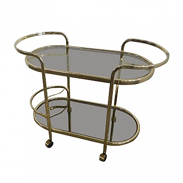 Trolley in brass and smoked glass, 1970s