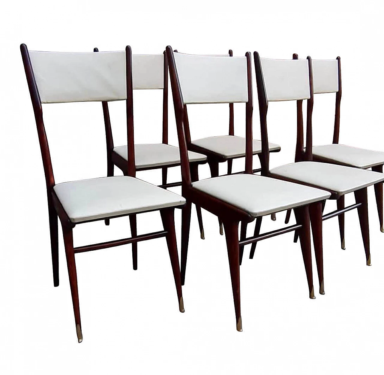 Set of 6 wood and brass chairs attributed to Ico and Luisa Parisi, 50s 1225778