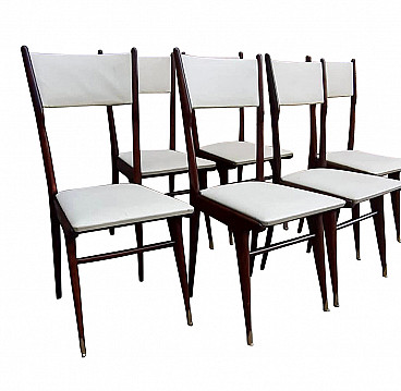 Set of 6 wood and brass chairs attributed to Ico and Luisa Parisi, 50s
