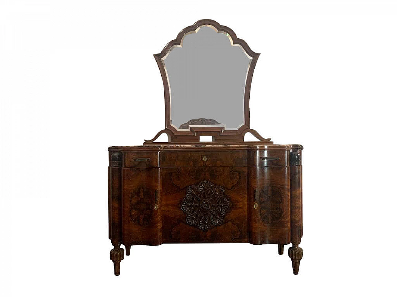 Chest of drawers with mirror in Moresco style in rosewood, 30s 1225901