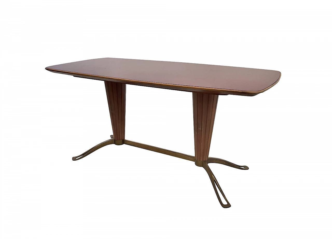 Dining table in wood, glass and brass by Vittorio Dassi, 50s 1225920