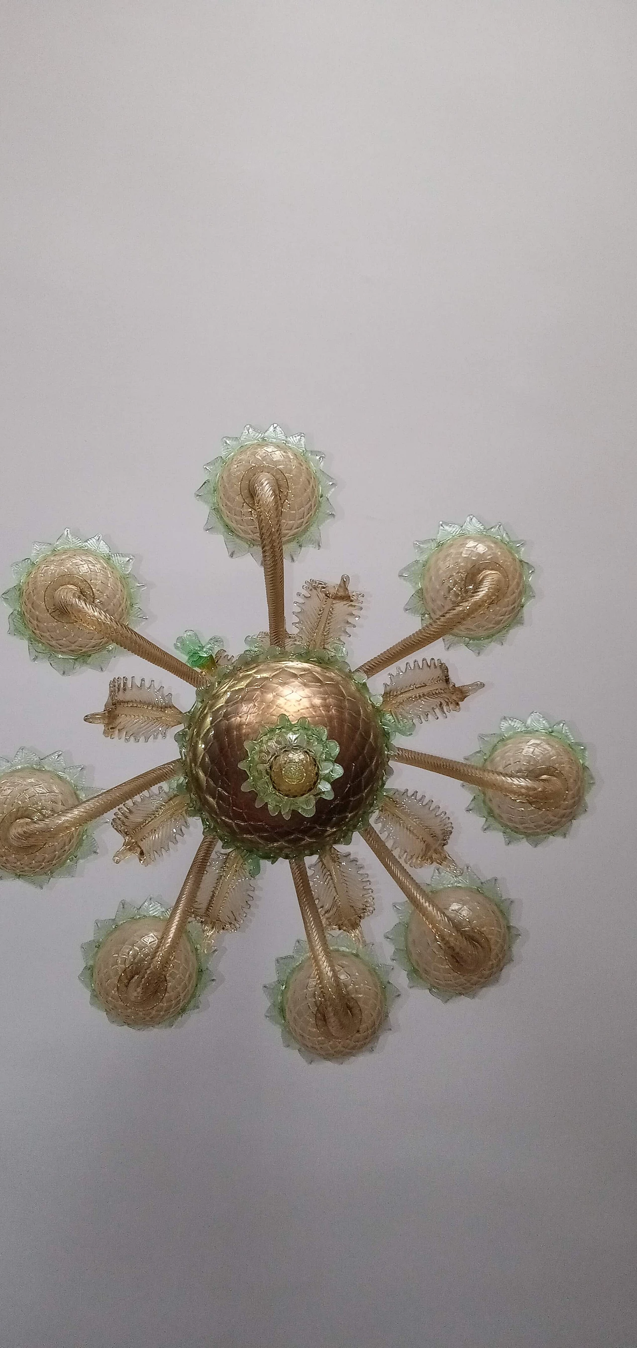 Coppia di lampadari in vetro soffiato di Murano, anni '60 1225923