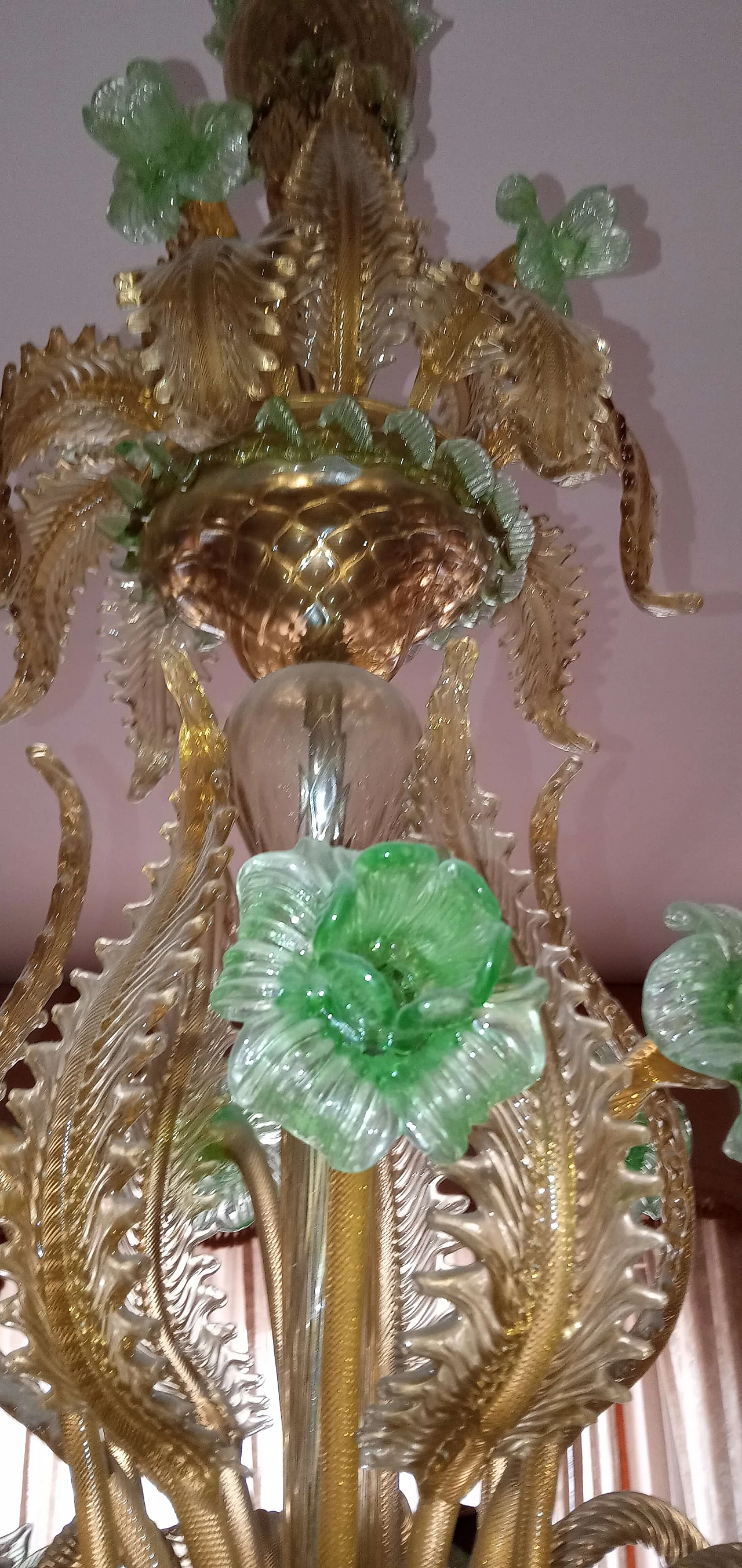 Coppia di lampadari in vetro soffiato di Murano, anni '60 1225924