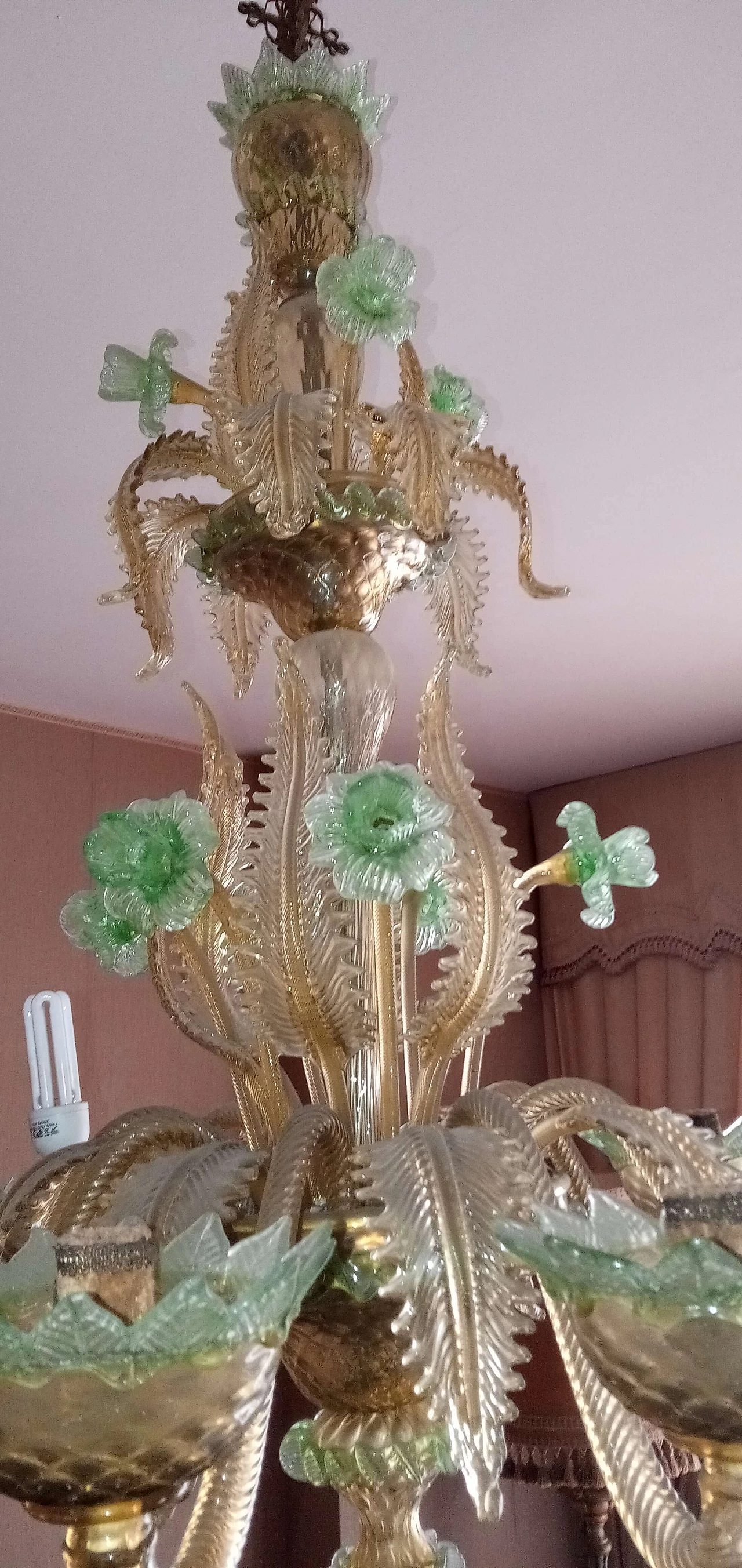 Coppia di lampadari in vetro soffiato di Murano, anni '60 1225925