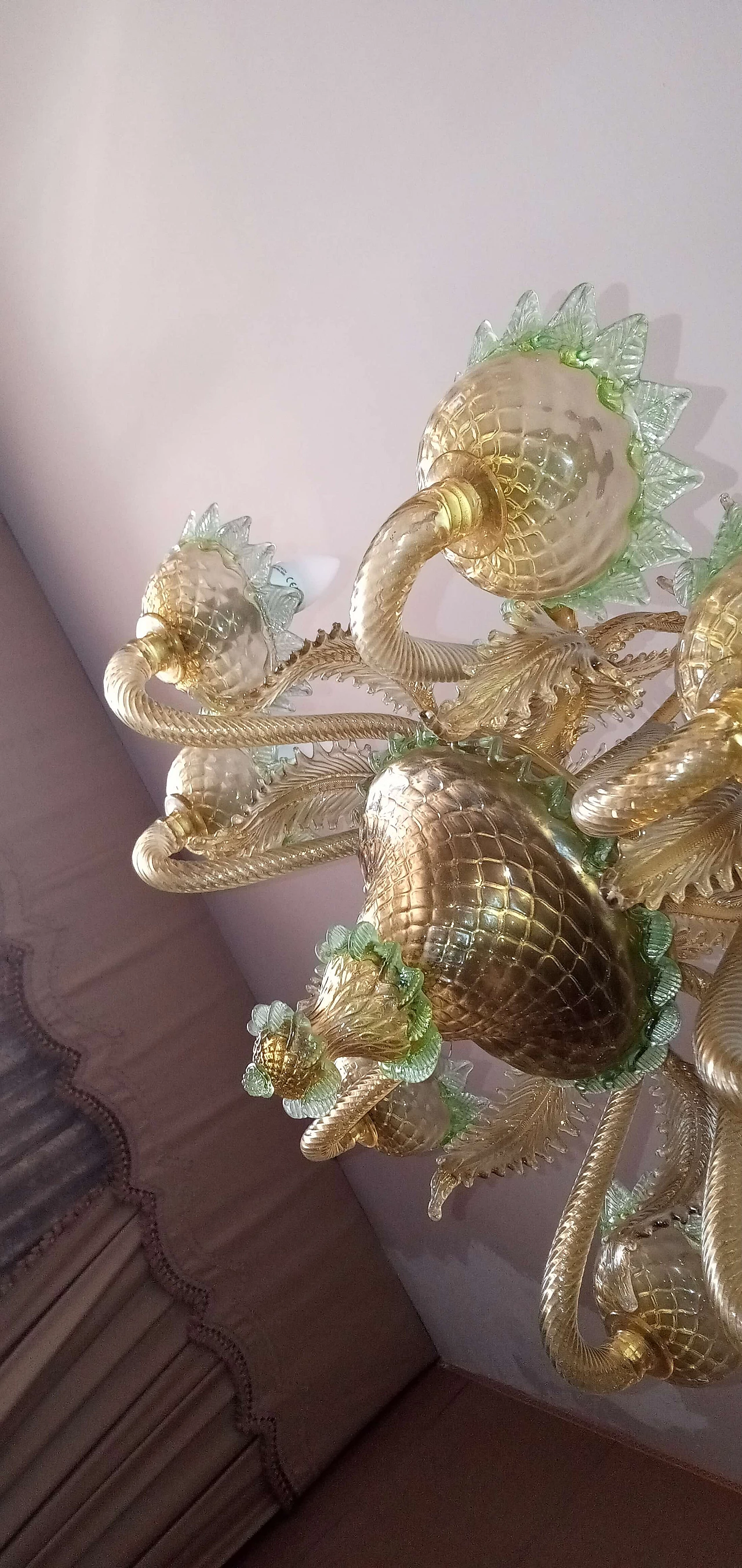 Coppia di lampadari in vetro soffiato di Murano, anni '60 1225926