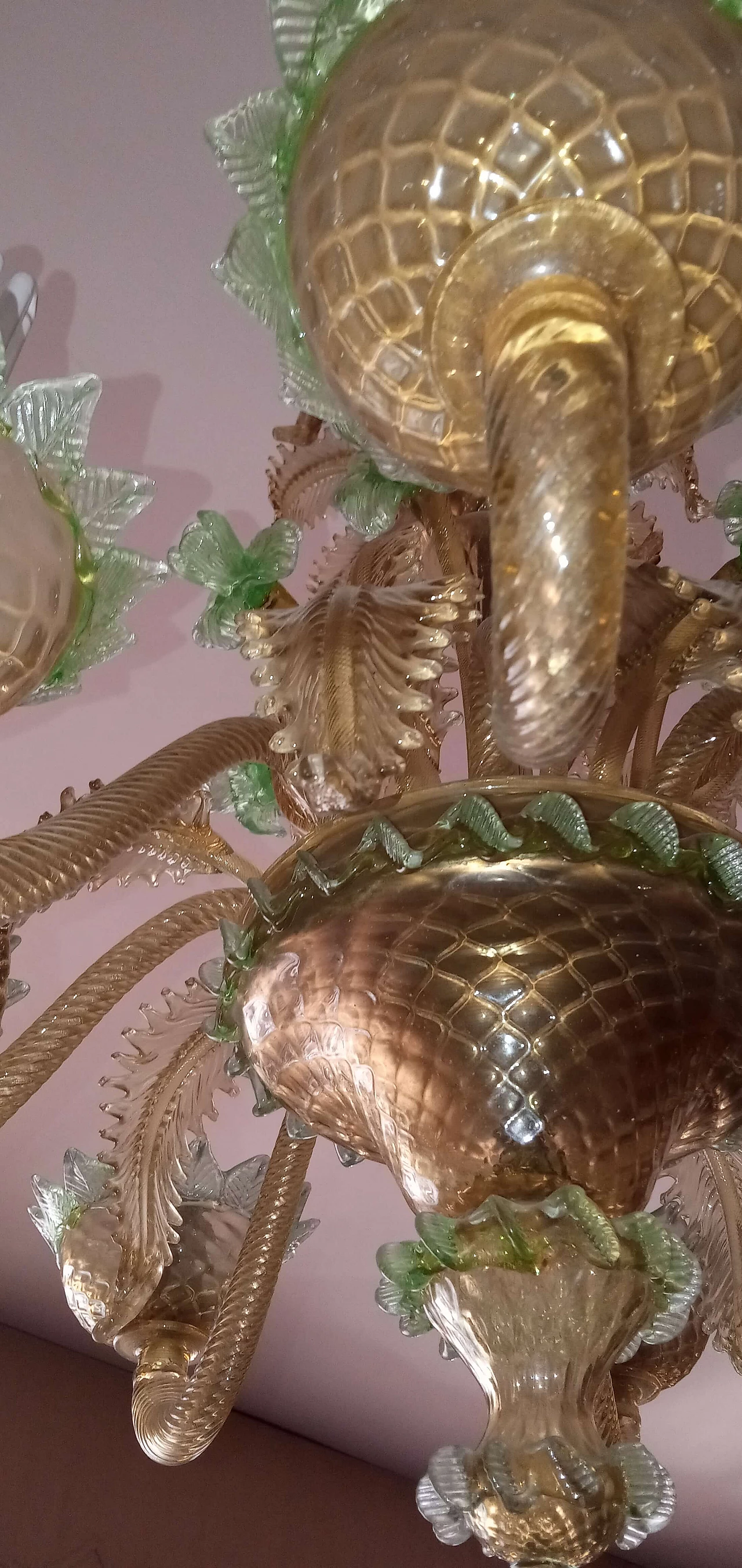 Coppia di lampadari in vetro soffiato di Murano, anni '60 1225927