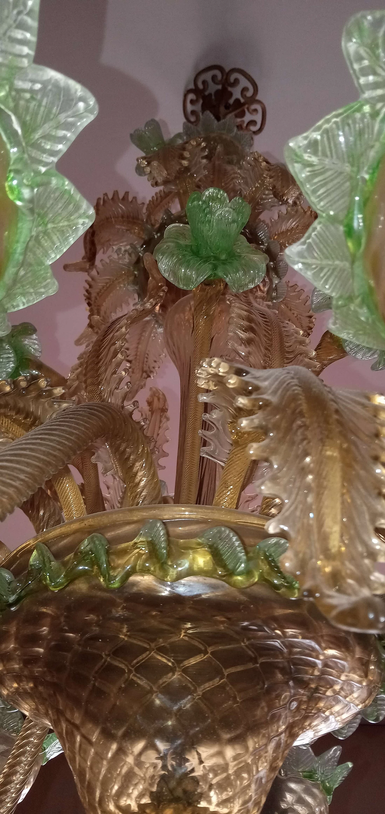 Coppia di lampadari in vetro soffiato di Murano, anni '60 1225928