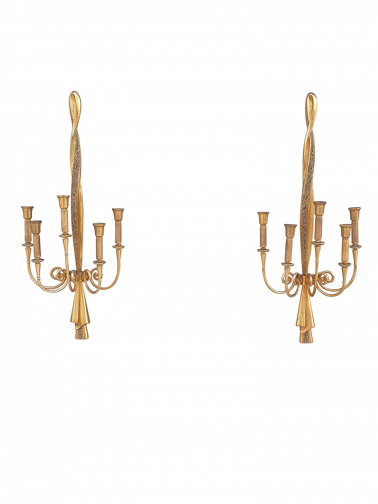 Pair of brass wall lamps by Oscar Torlasco for Lumi Milano, 1950s 1225979
