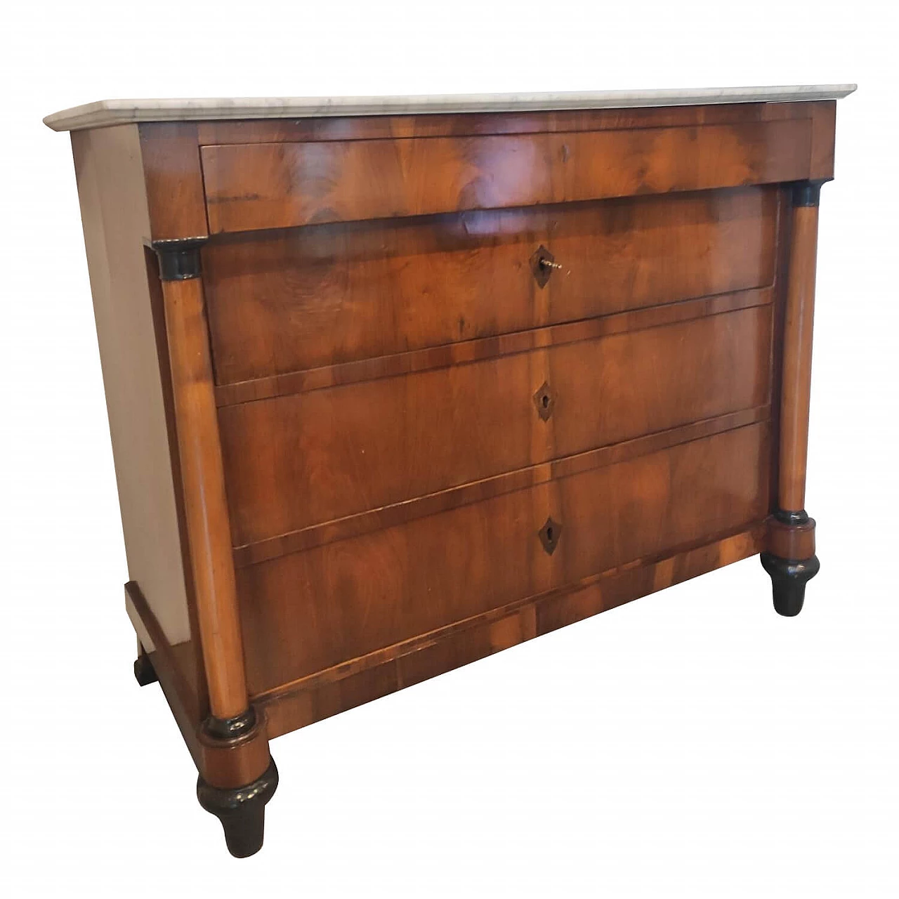 Empire chest of drawers in walnut with marble top, '800 1225989