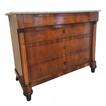 Empire chest of drawers in walnut with marble top, '800