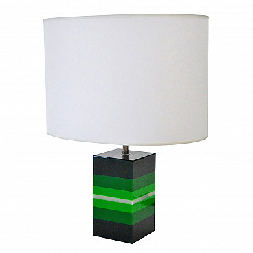Green plexiglass table lamp, 60s