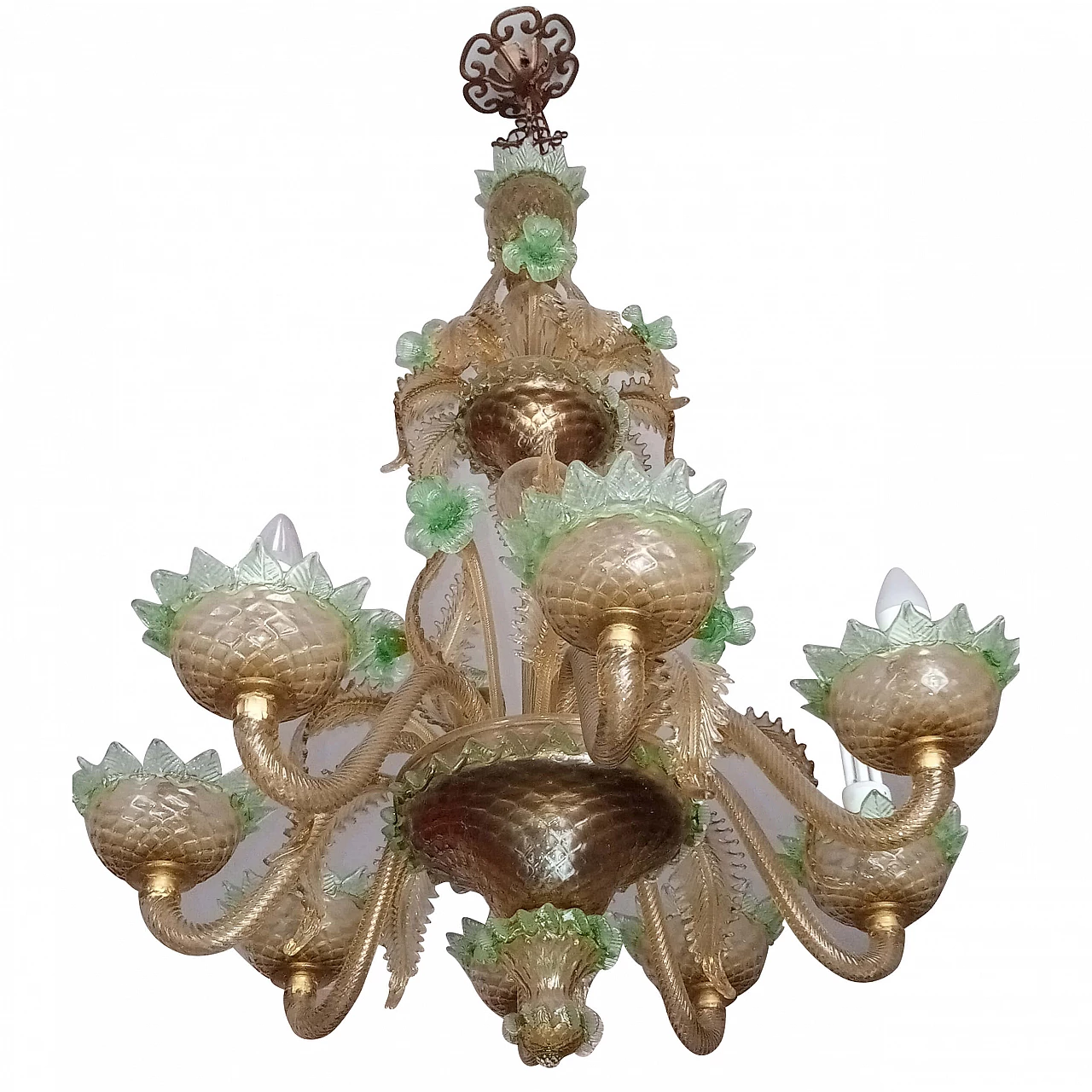 Coppia di lampadari in vetro soffiato di Murano, anni '60 1226149