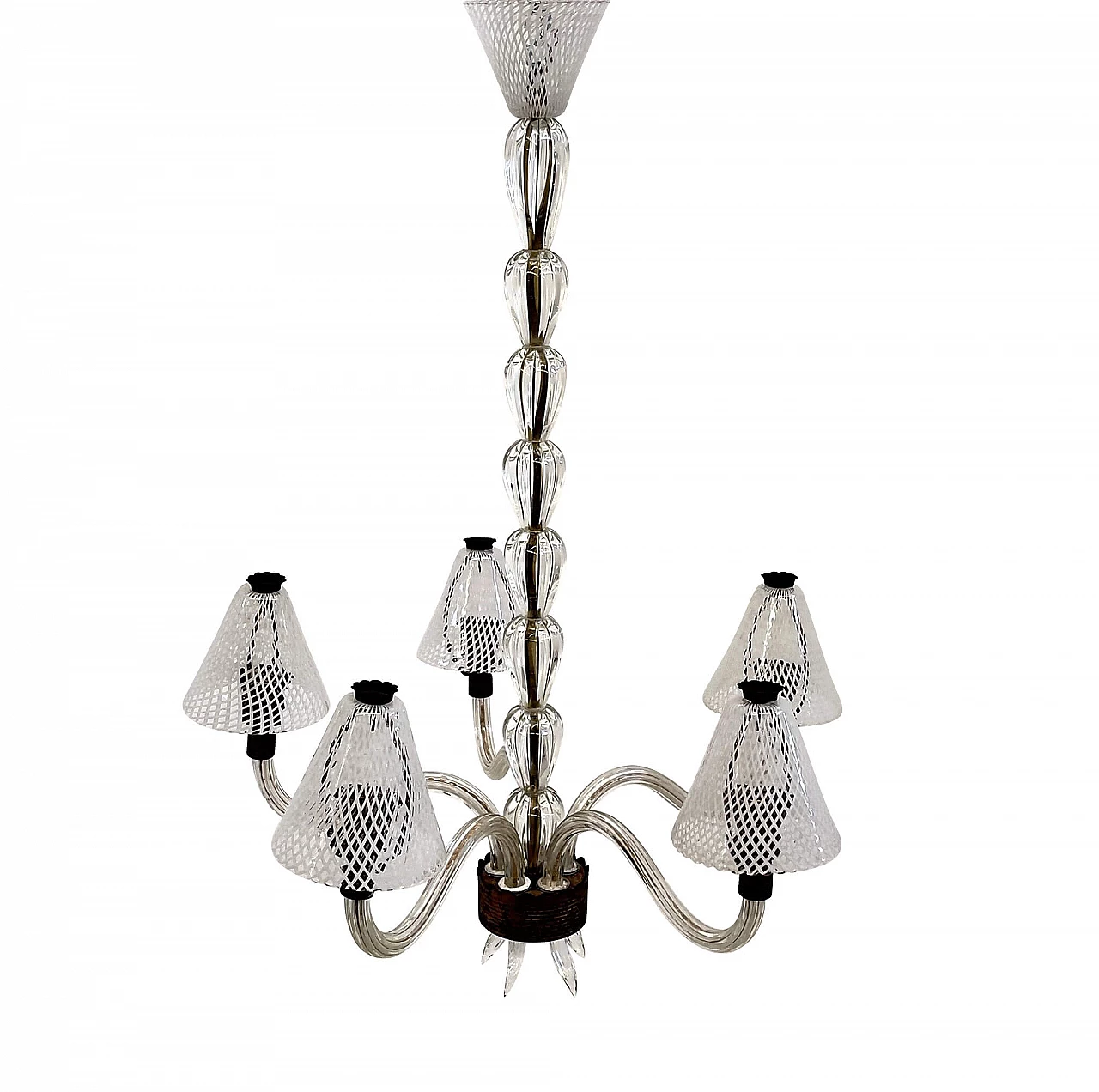 Ceiling lamp in Murano glass and brass by Venini, 50s 1226151