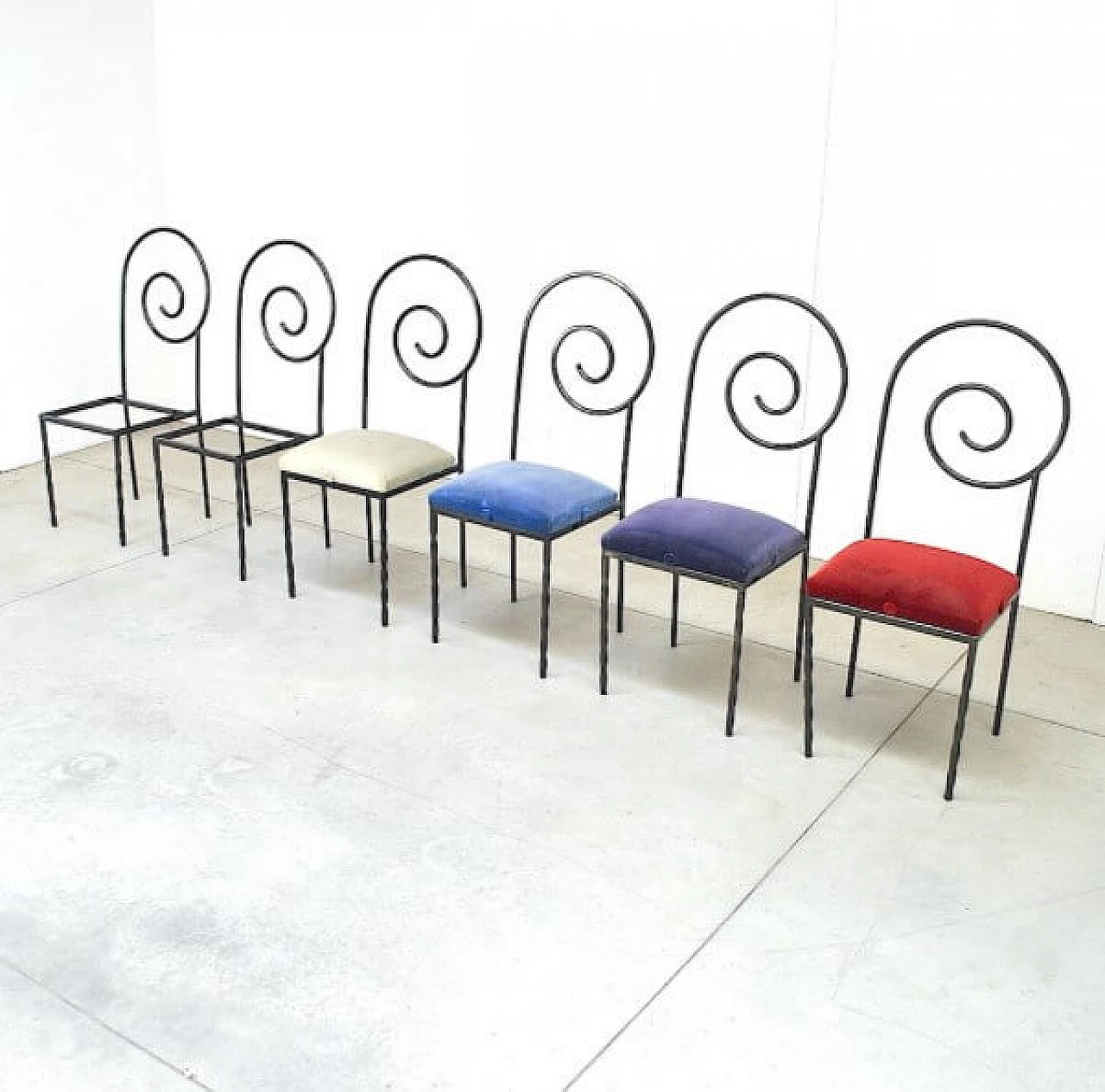 6 Suspiral chairs by Luigi Serafini for Sawary & Moroni, 80s 1226440