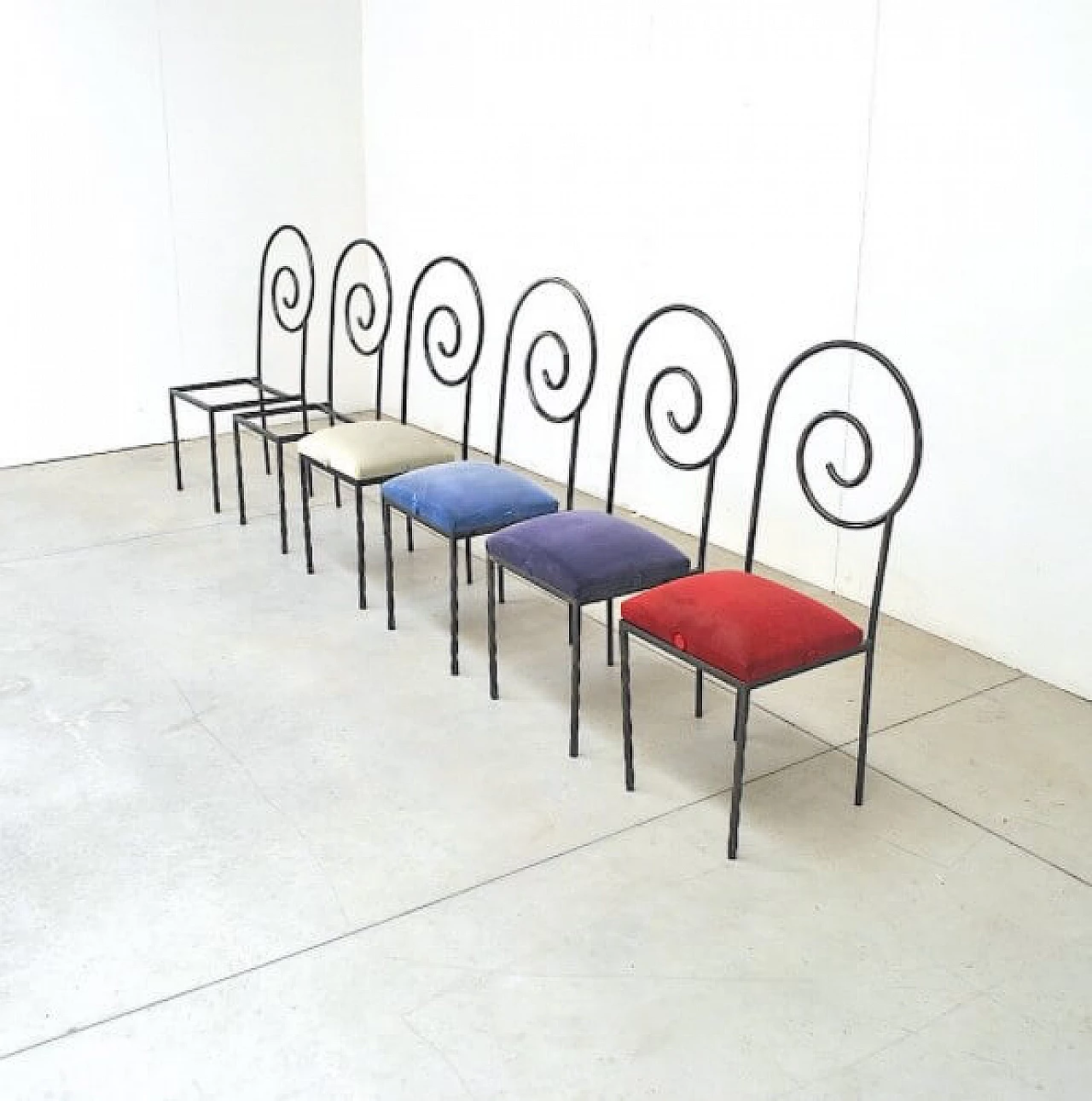 6 Suspiral chairs by Luigi Serafini for Sawary & Moroni, 80s 1226441