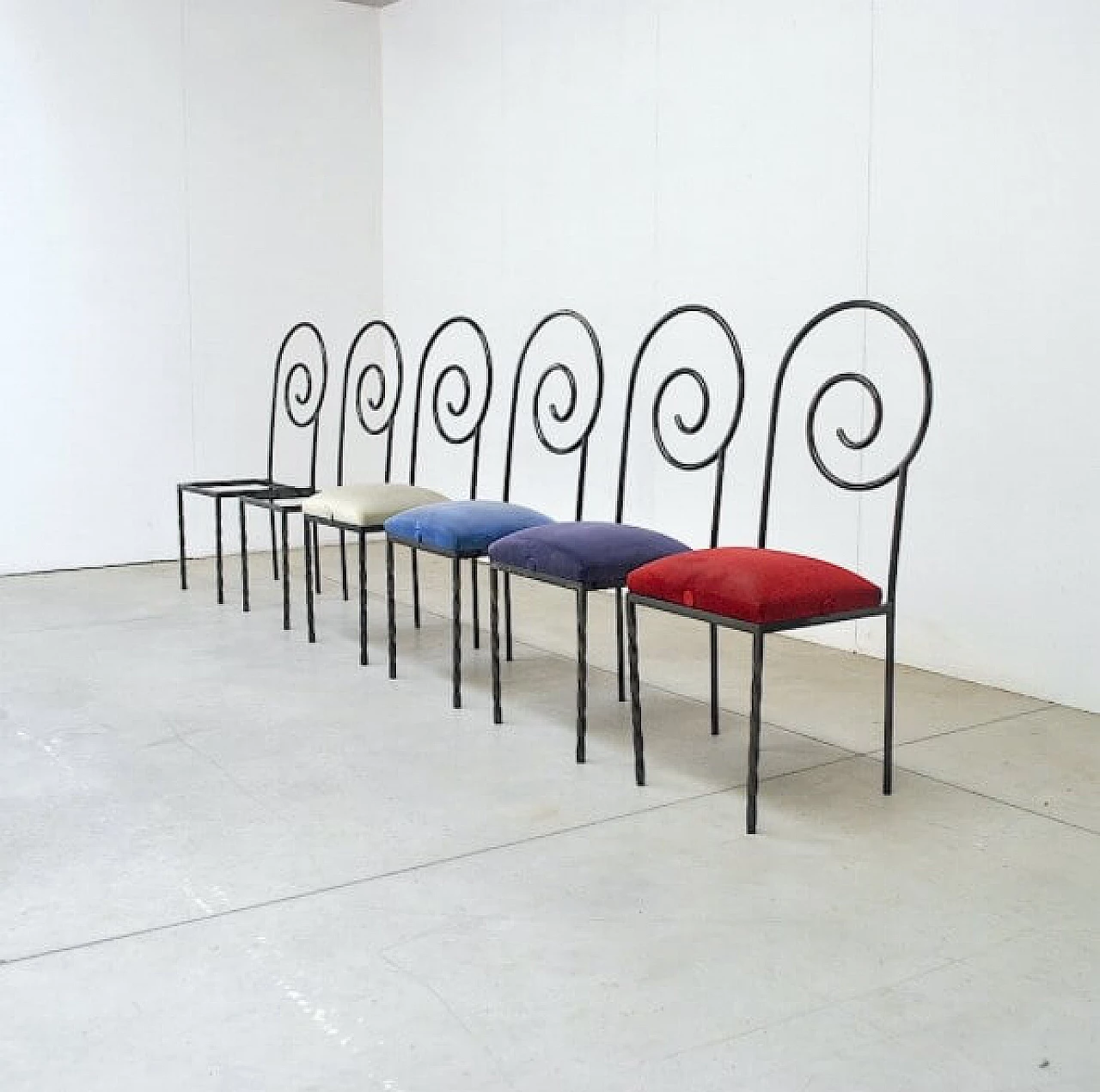 6 Suspiral chairs by Luigi Serafini for Sawary & Moroni, 80s 1226445