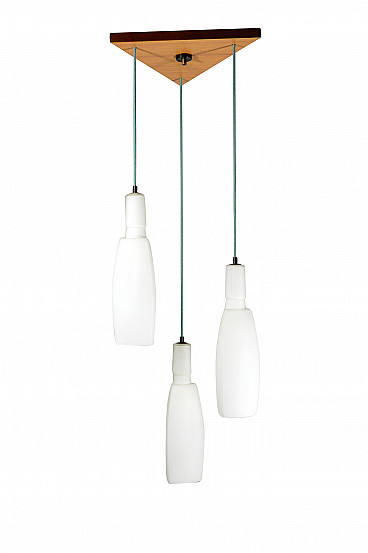 Chandelier with 3 glass pendants, 60s