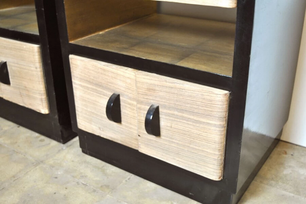 Pair of Art Deco bedside tables in rosewood and lacquered wood, 40s 1226602