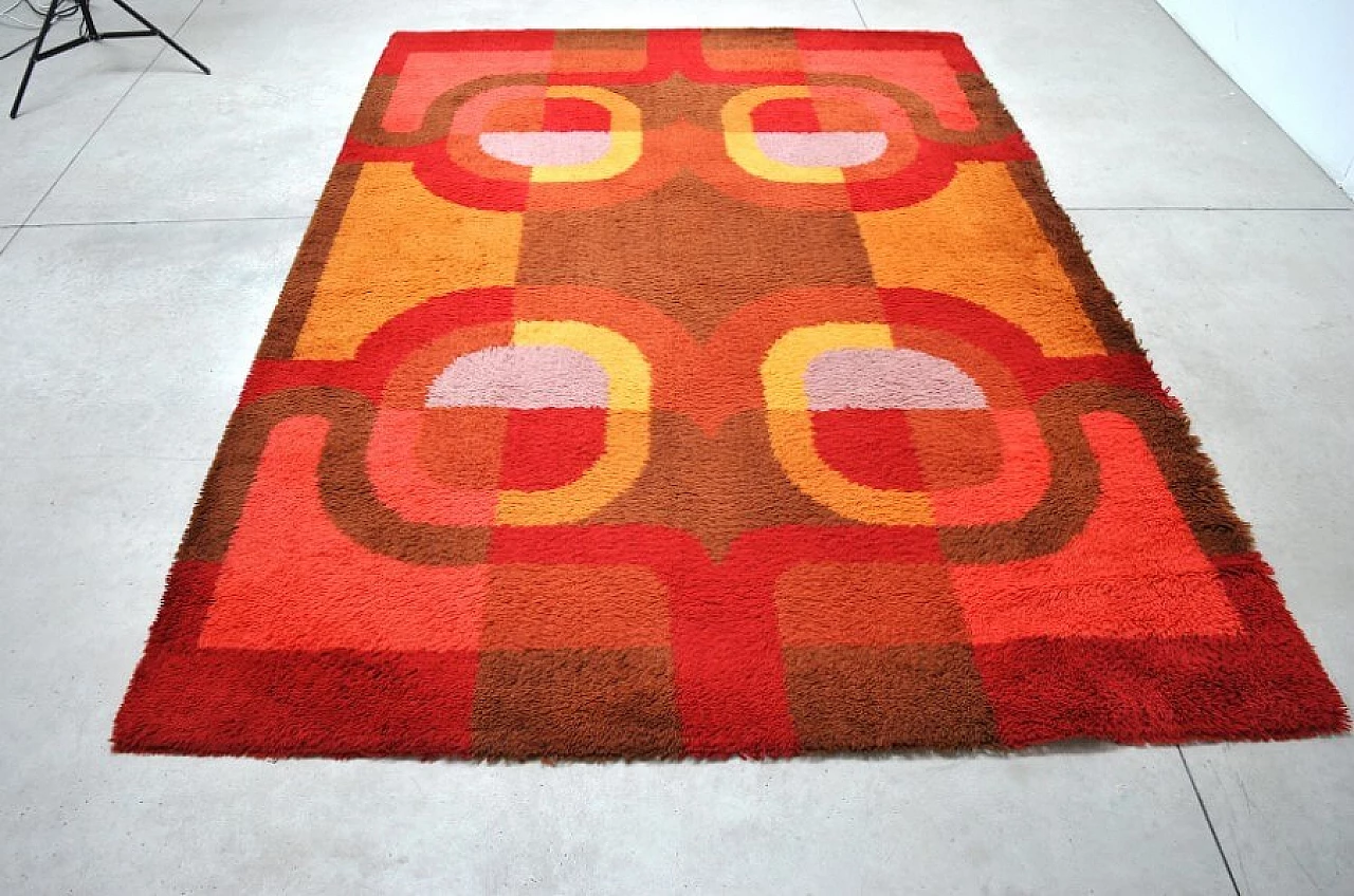 Rectangular rug with geometric pattern in wool, 70s 1226623