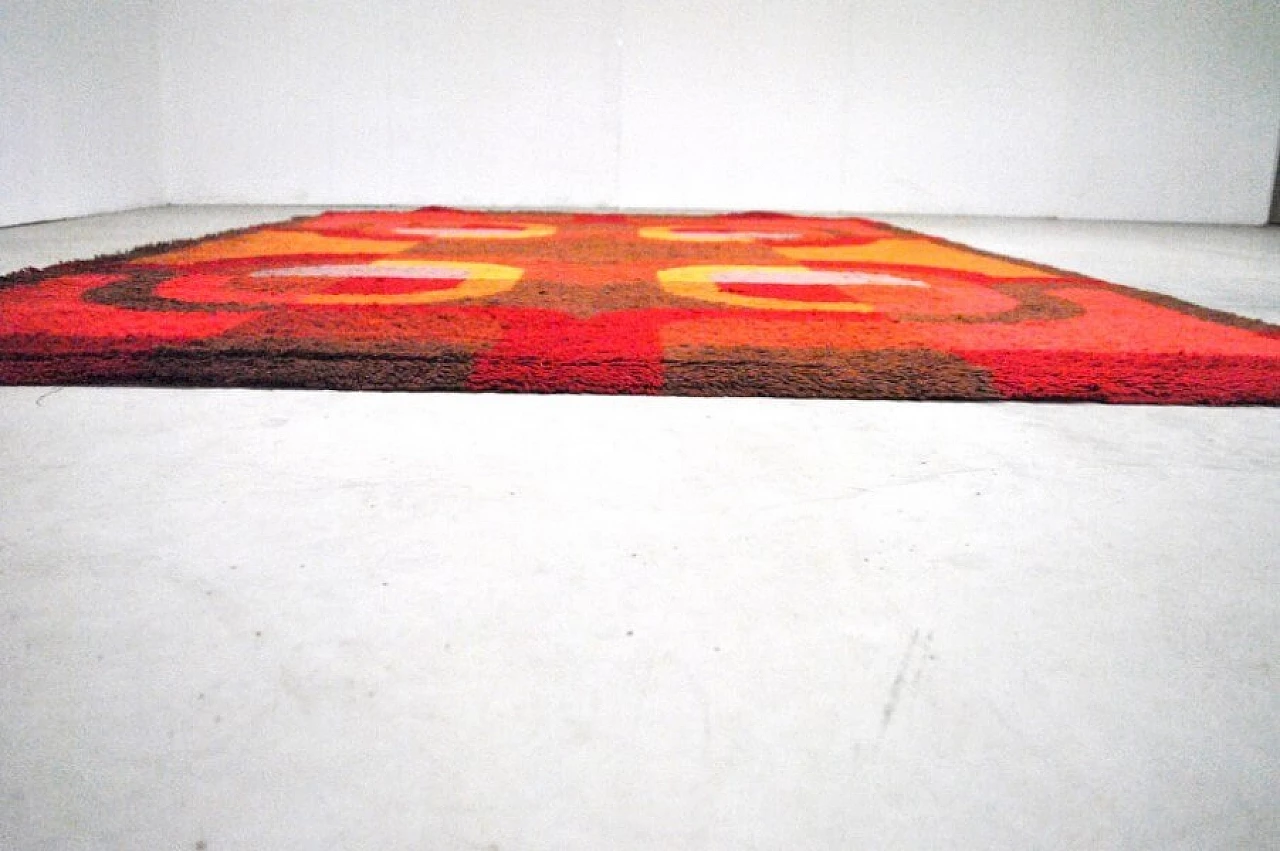 Rectangular rug with geometric pattern in wool, 70s 1226626