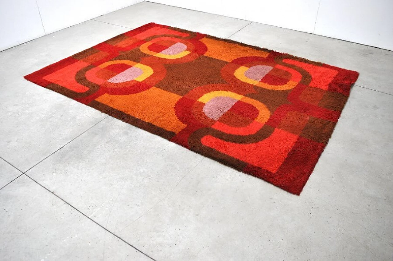 Rectangular rug with geometric pattern in wool, 70s 1226627