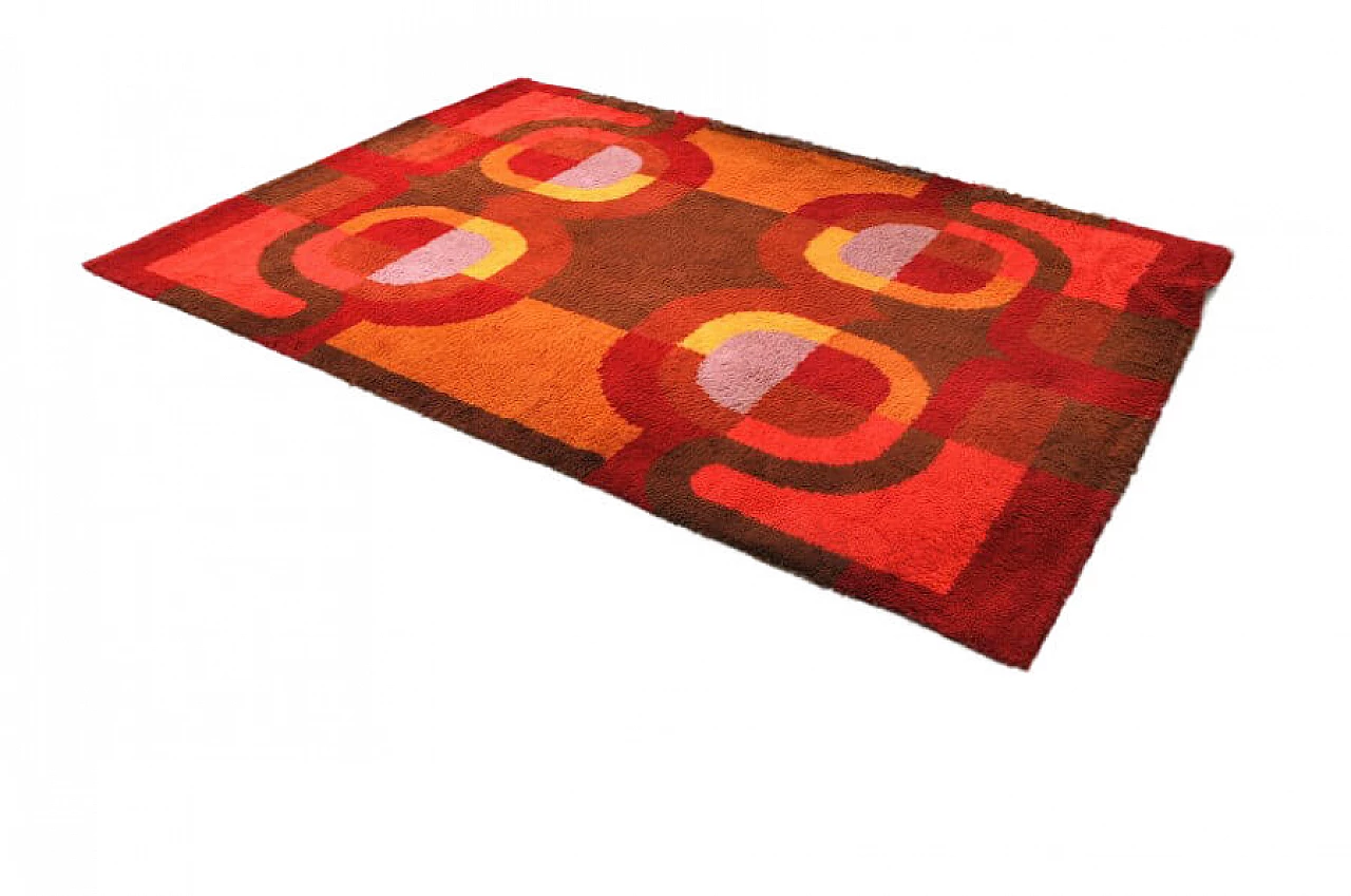 Rectangular rug with geometric pattern in wool, 70s 1226673