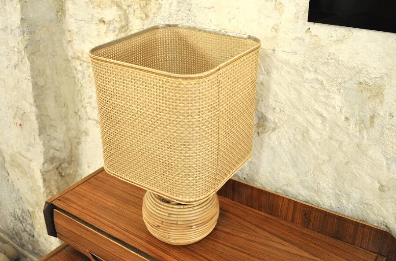 Lampada da tavolo in vimini, anni '60 1226683