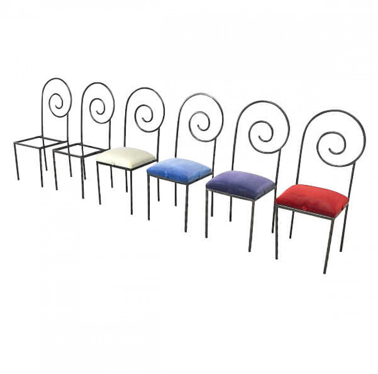 6 Suspiral chairs by Luigi Serafini for Sawary & Moroni, 80s 1226801