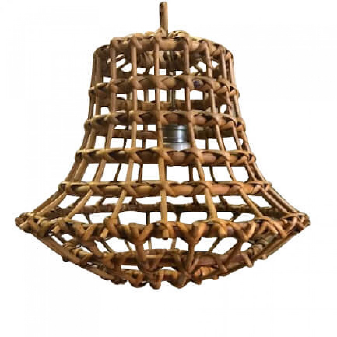 Chandelier in bamboo and wicker, 1950s 1226922